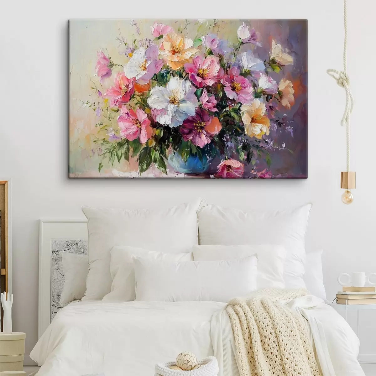 Wandbilder bunter Blumenstrauß mit Farben bemalt s41630