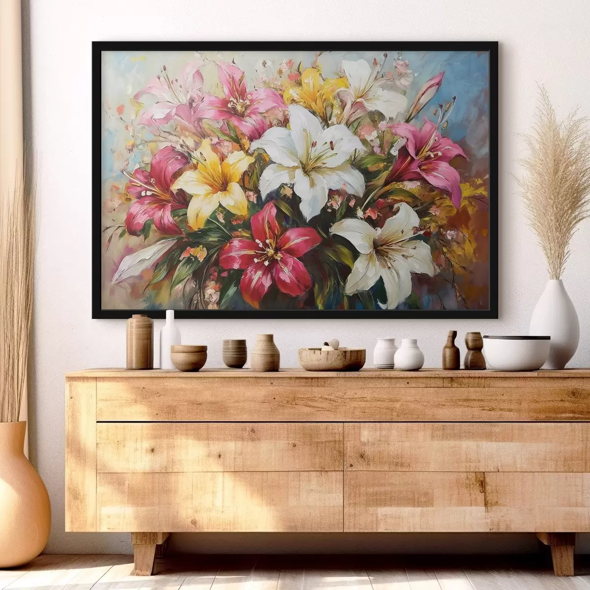 Poster ein Strauß bunter Lilien f41634