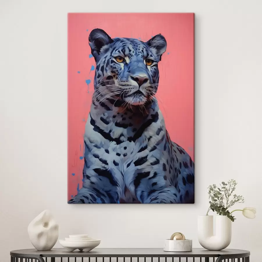 Wandbilder Blauer Tiger auf rosa Hintergrund s41658