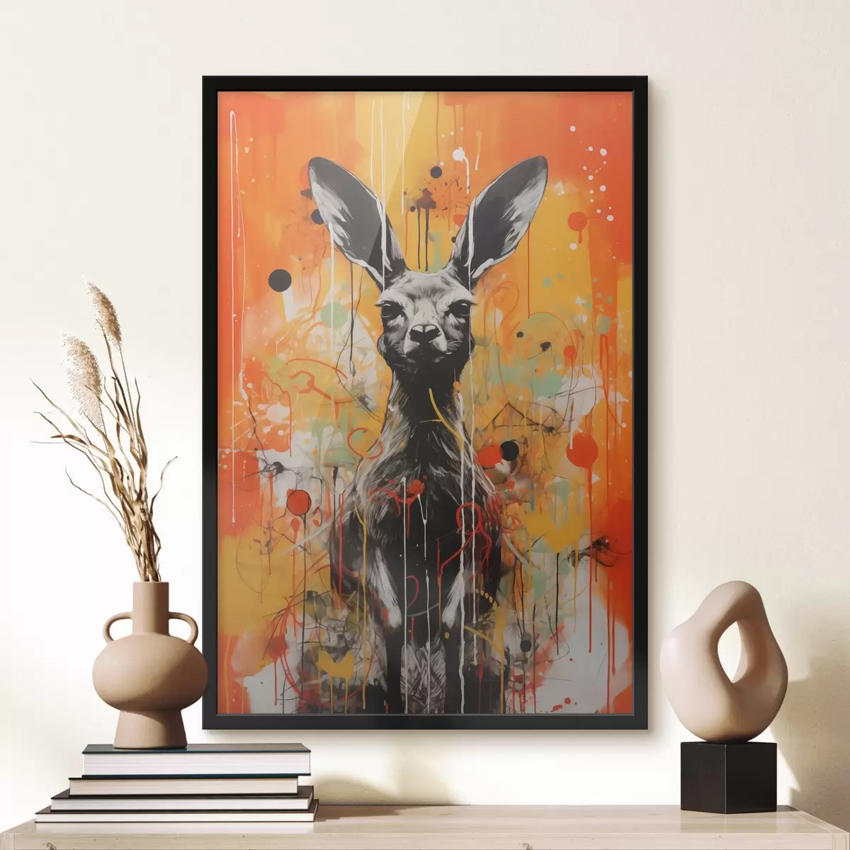 Poster Känguru auf einem hellen abstrakten Hintergrund f41656