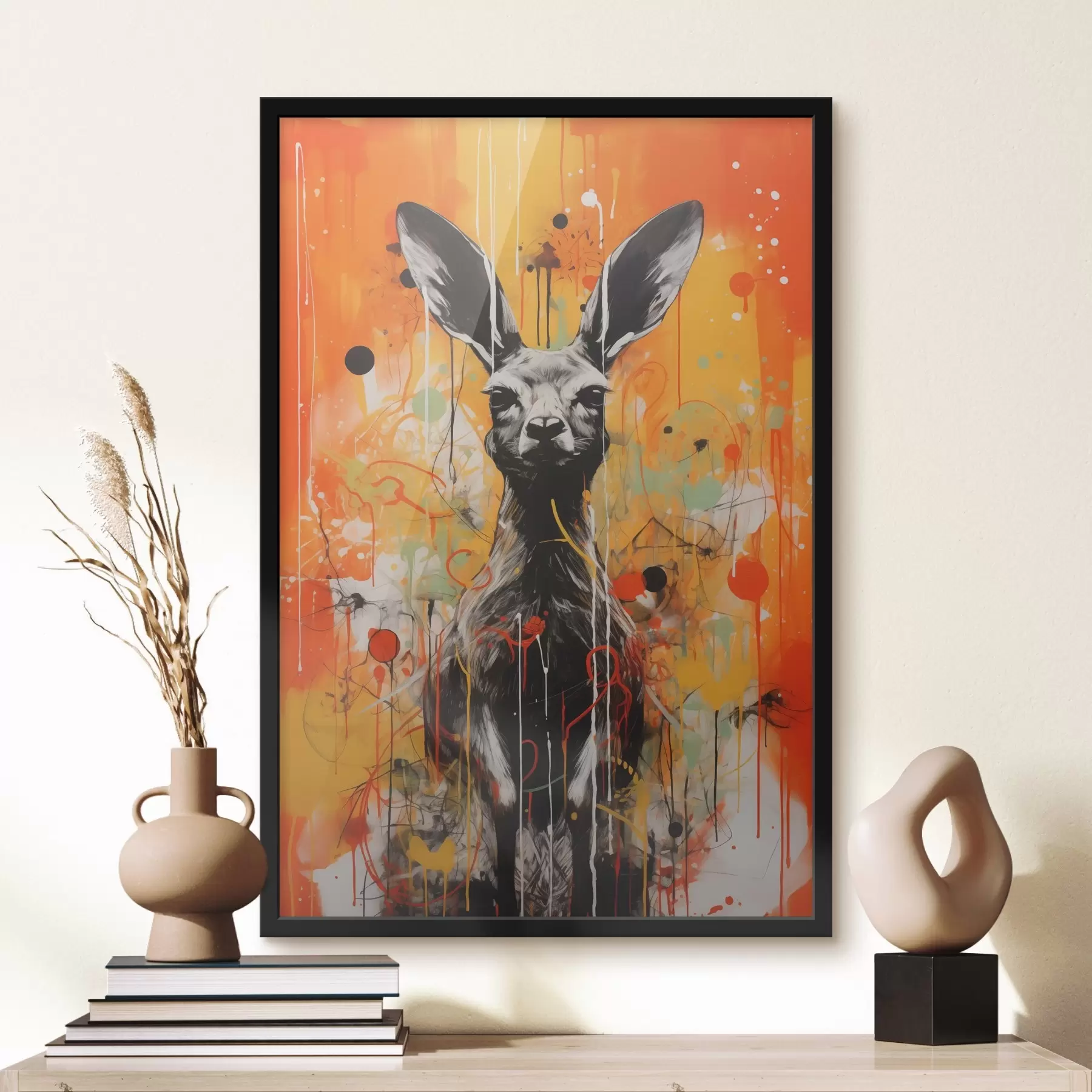 Wandbilder Känguru auf einem hellen abstrakten Hintergrund f41656