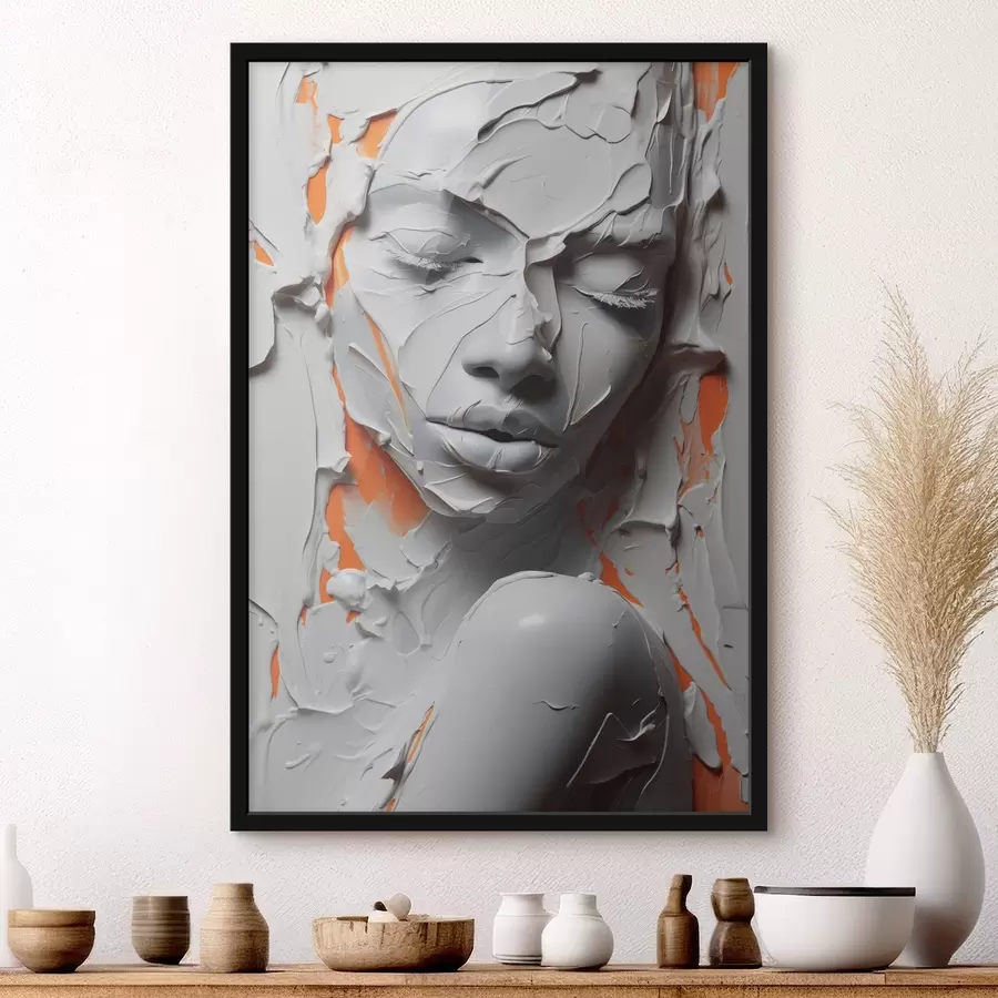 Fototapete Porträt eines Mädchens in weißer Farbe Nachahmung von Strichen f41657