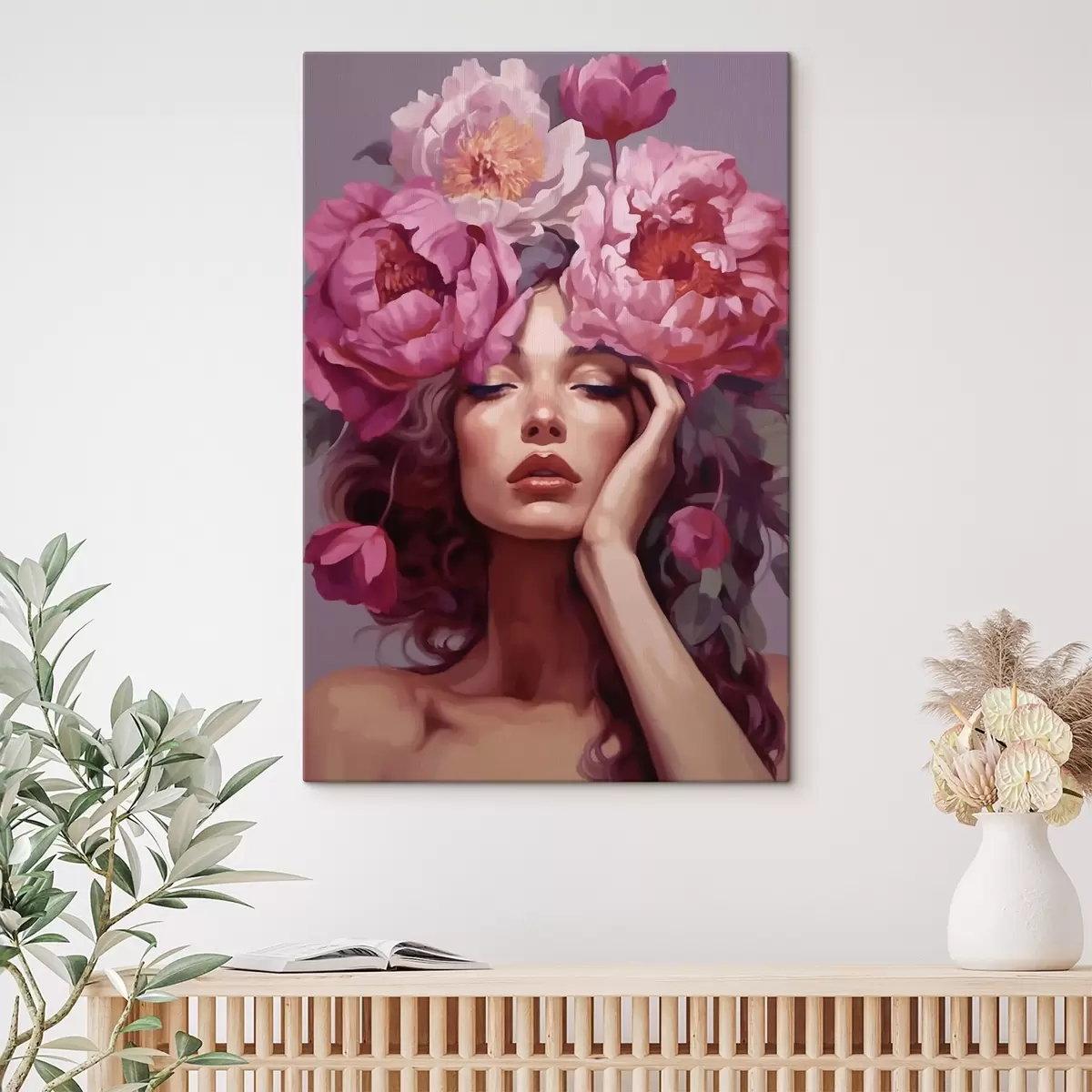 Wandbilder Mädchen mit Blumen im Haar s41682