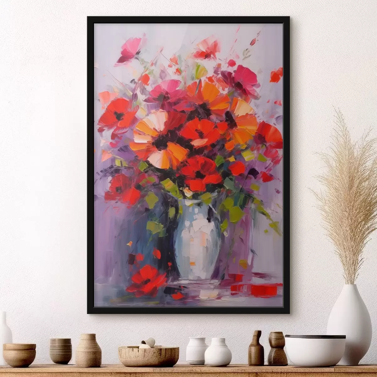 Poster Strauß roter Mohnblumen f41666