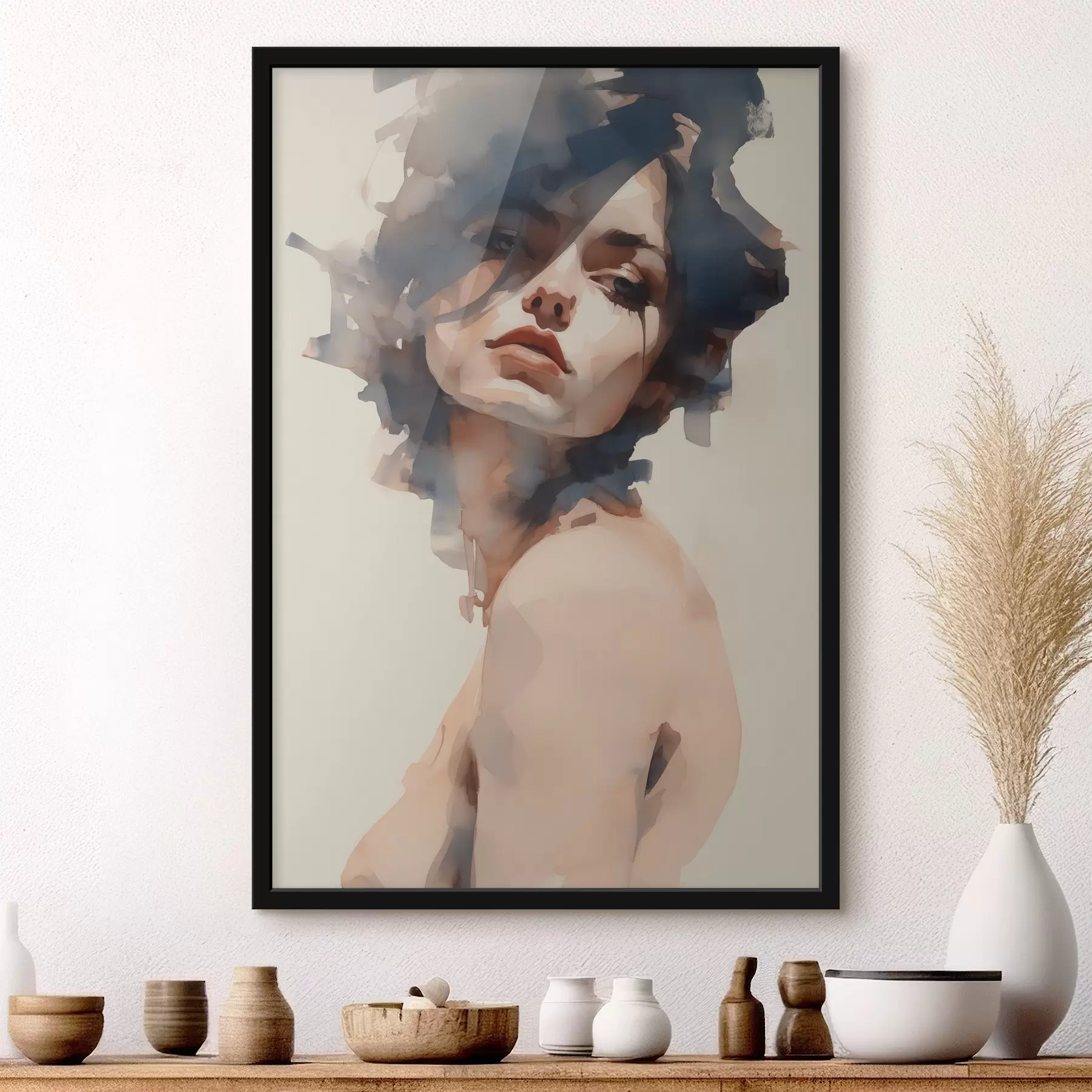 Fototapete Porträt eines Mädchens im Aquarellstil f41710