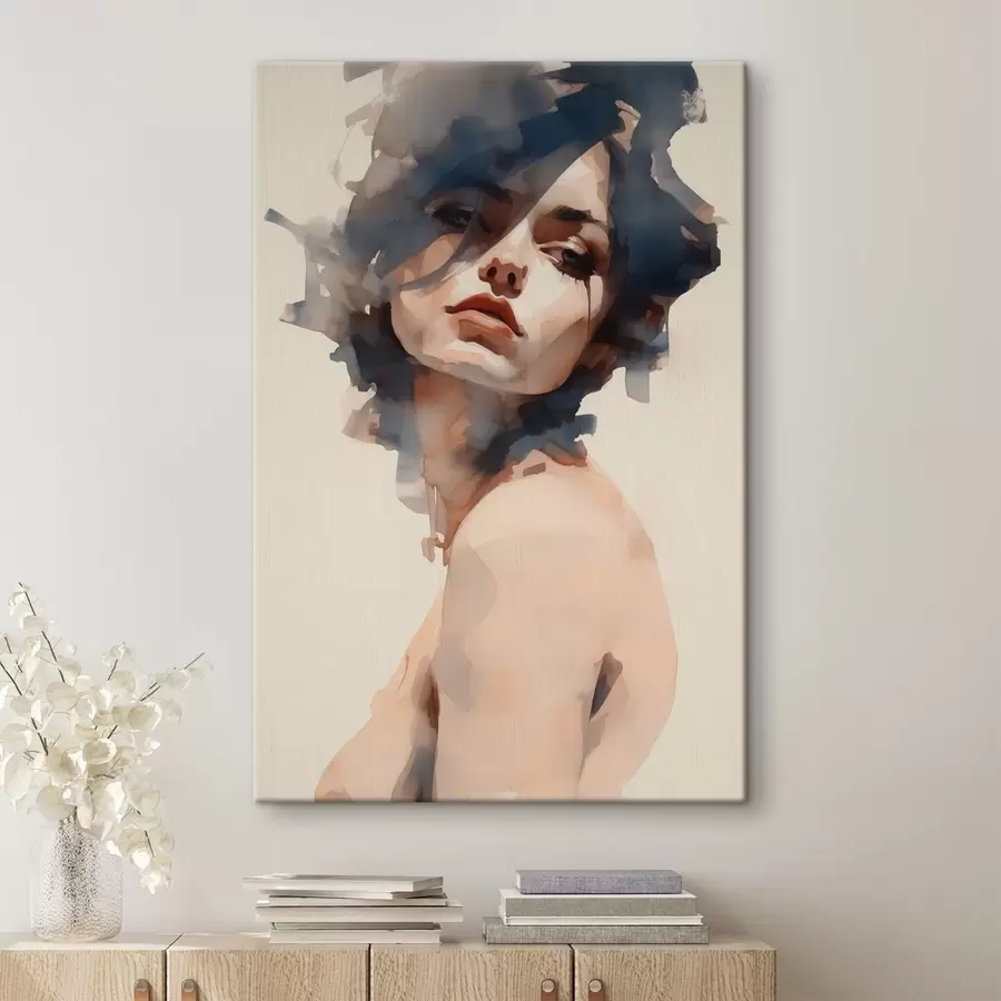 Wandbilder Porträt eines Mädchens im Aquarellstil s41710