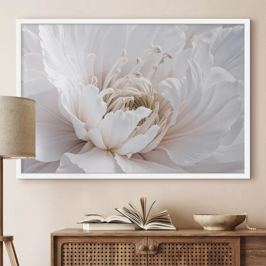 Fototapete Nahaufnahme einer großen, zarten, pastellfarbenen Blüte mit weichen, wogenden Blütenblättern f41721
