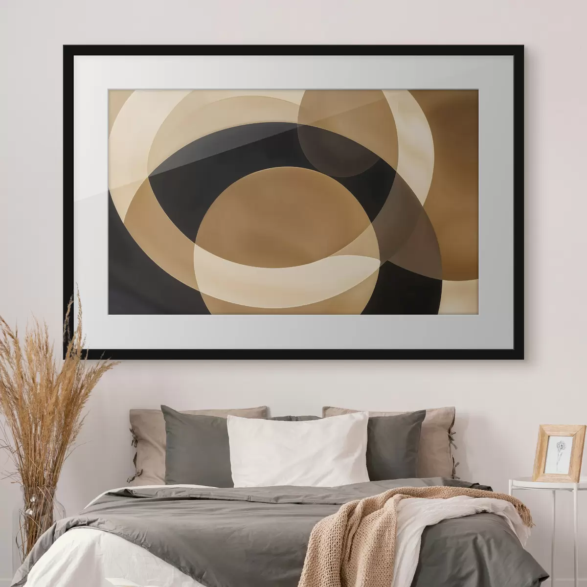 Poster Geometrische Formen in Braun-, Beige- und Schwarztönen bilden eine abstrakte, minimalistische Komposition f41741