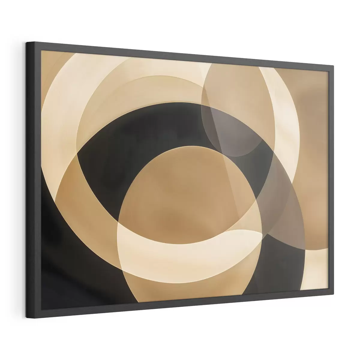 Poster Geometrische Formen in Braun-, Beige- und Schwarztönen bilden eine abstrakte, minimalistische Komposition f41741