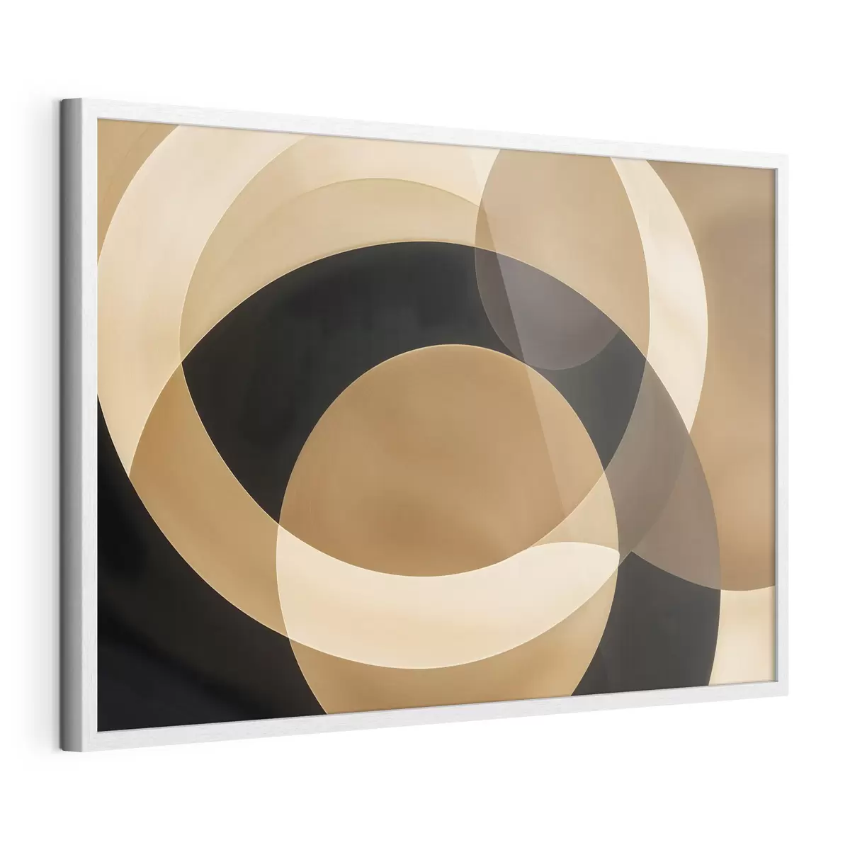 Poster Geometrische Formen in Braun-, Beige- und Schwarztönen bilden eine abstrakte, minimalistische Komposition f41741