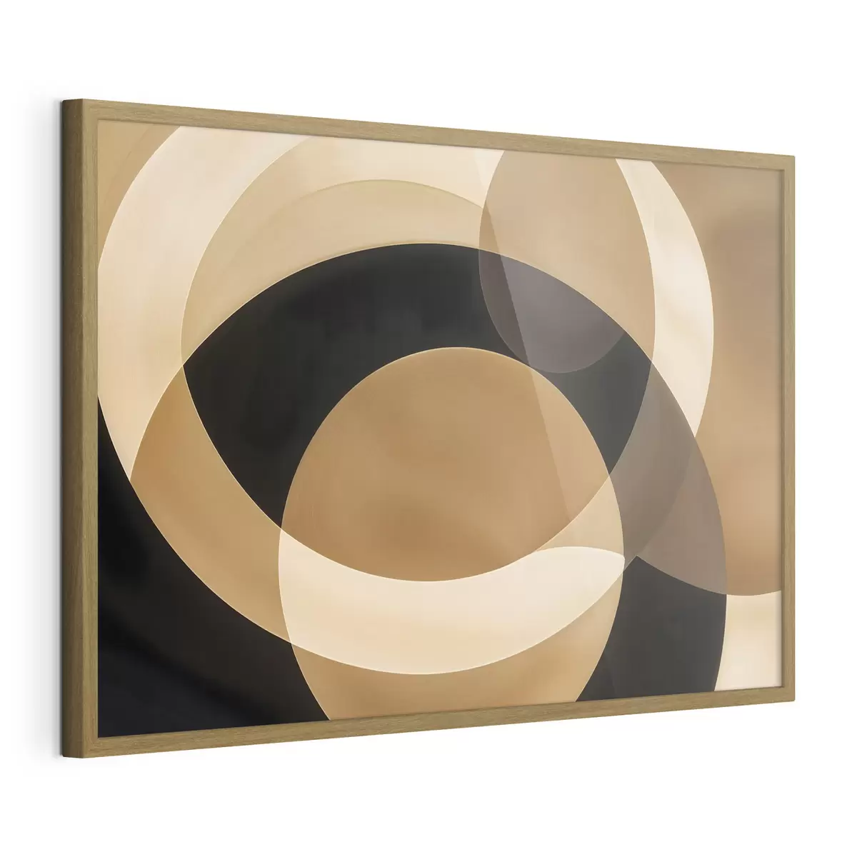 Poster Geometrische Formen in Braun-, Beige- und Schwarztönen bilden eine abstrakte, minimalistische Komposition f41741