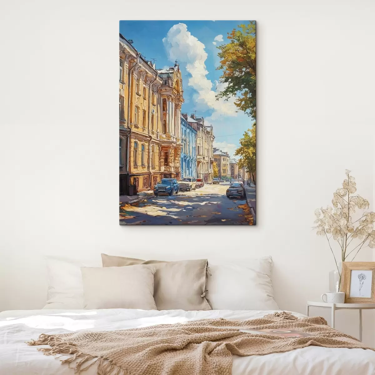 Wandbilder Stadtstraße an einem sonnigen Tag, im Stil der Ölmalerei s41751