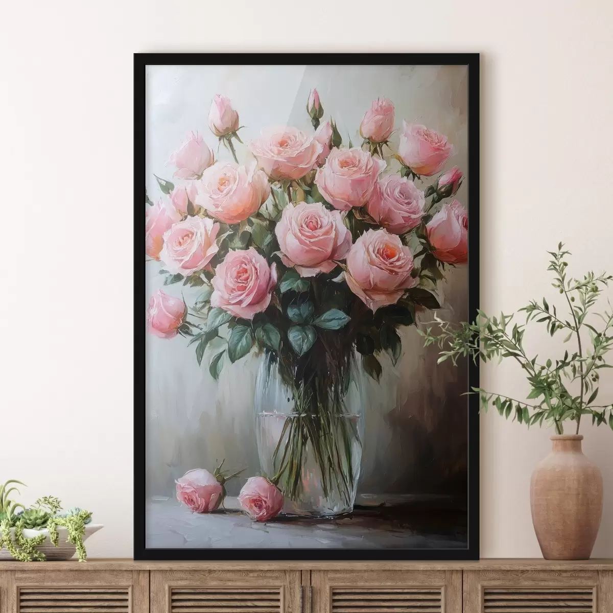 Poster Blumenstrauß aus Rosen in einer Vase f41749