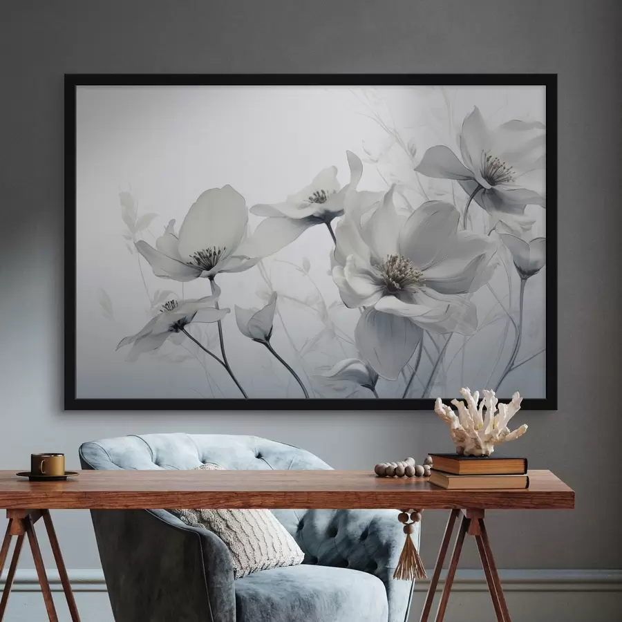 Fototapete Zarte graue Blumen f41829