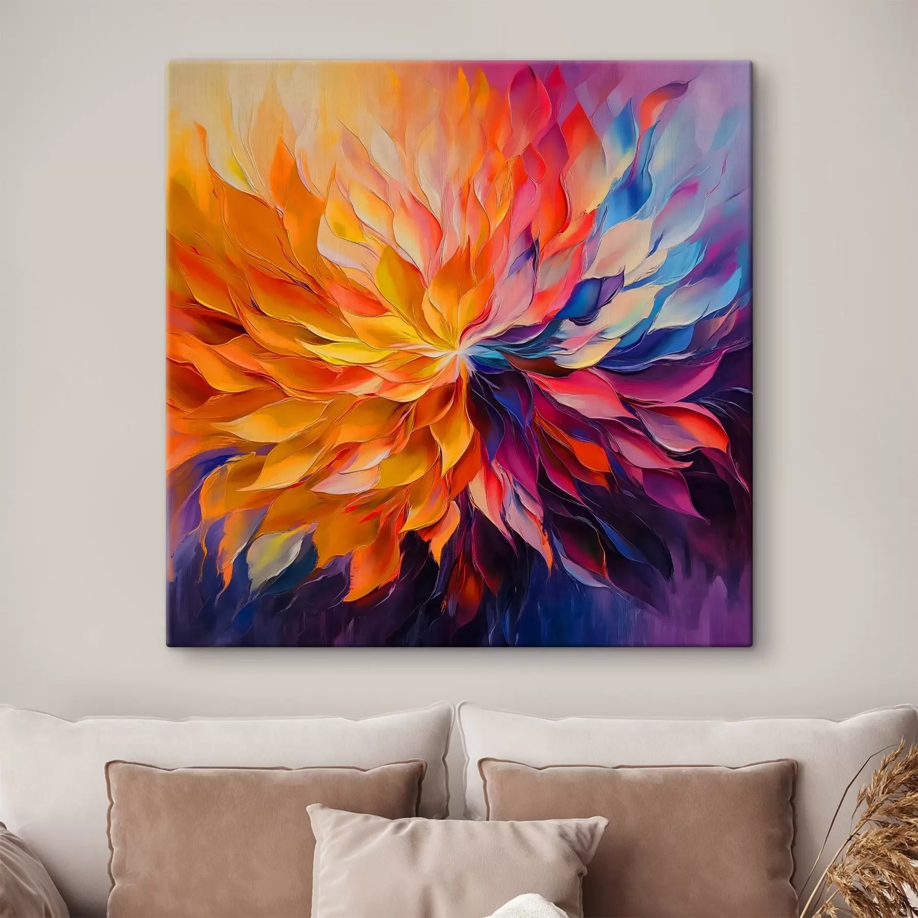 Fototapete Eine abstrakte Explosion von bunten Blütenblättern s41814