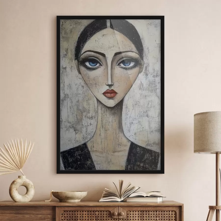 Fototapete Porträt einer Frau mit ausdrucksvollen Augen in einer stilisierten Technik f41811