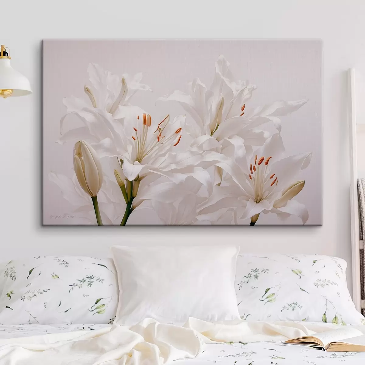 Wandbilder Weiße Lilien auf weißem Hintergrund s41513