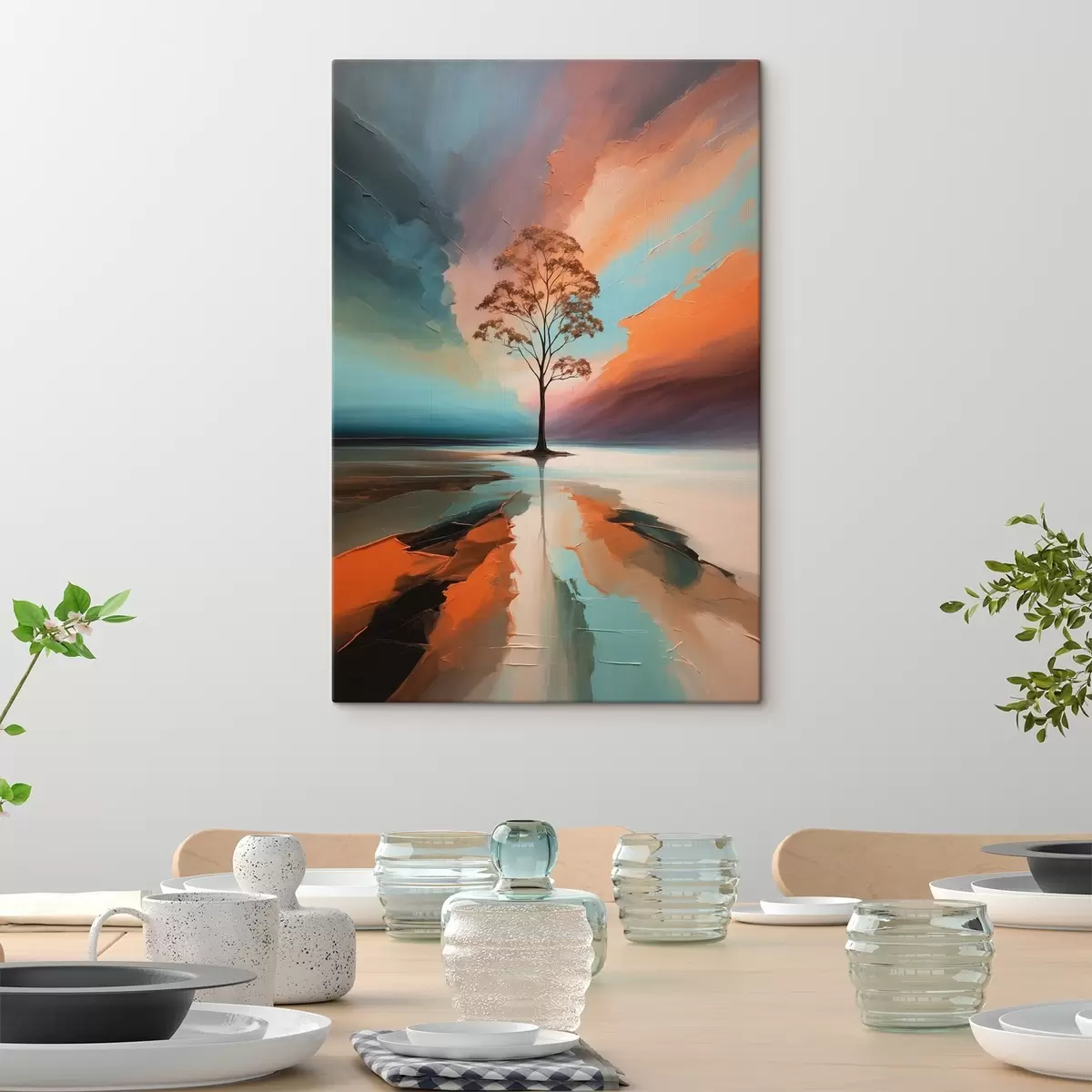 Wandbilder Baum auf abstraktem Acryl-Hintergrund s41581