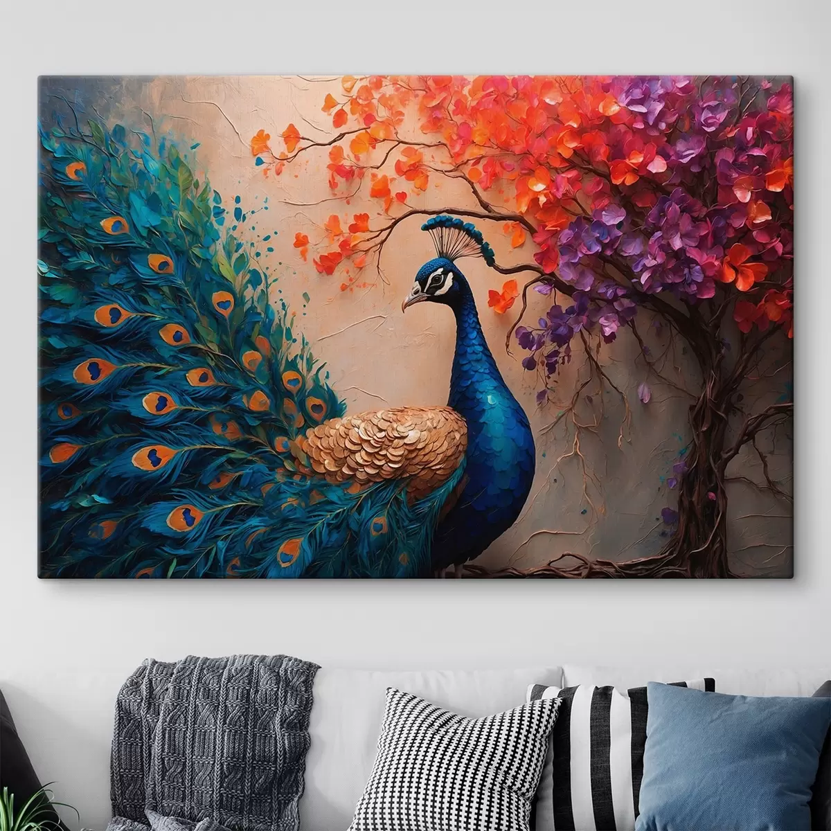 Wandbilder Pfau und Baum s41583
