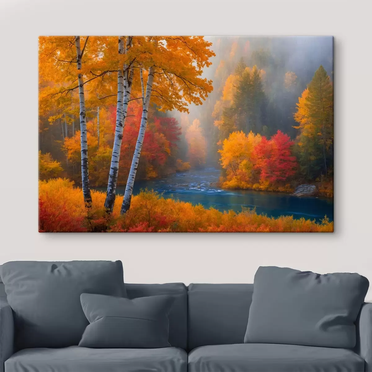 Wandbilder Fluss im Herbstwald s41592