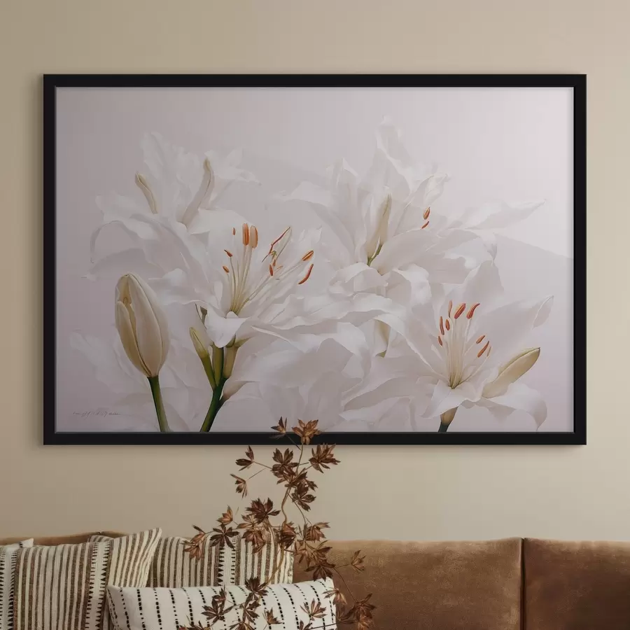 Fototapete Weiße Lilien auf weißem Hintergrund f41513