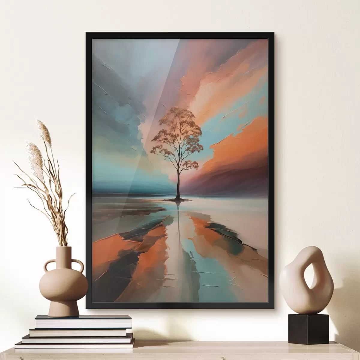 Poster Baum auf abstraktem Acryl-Hintergrund f41581