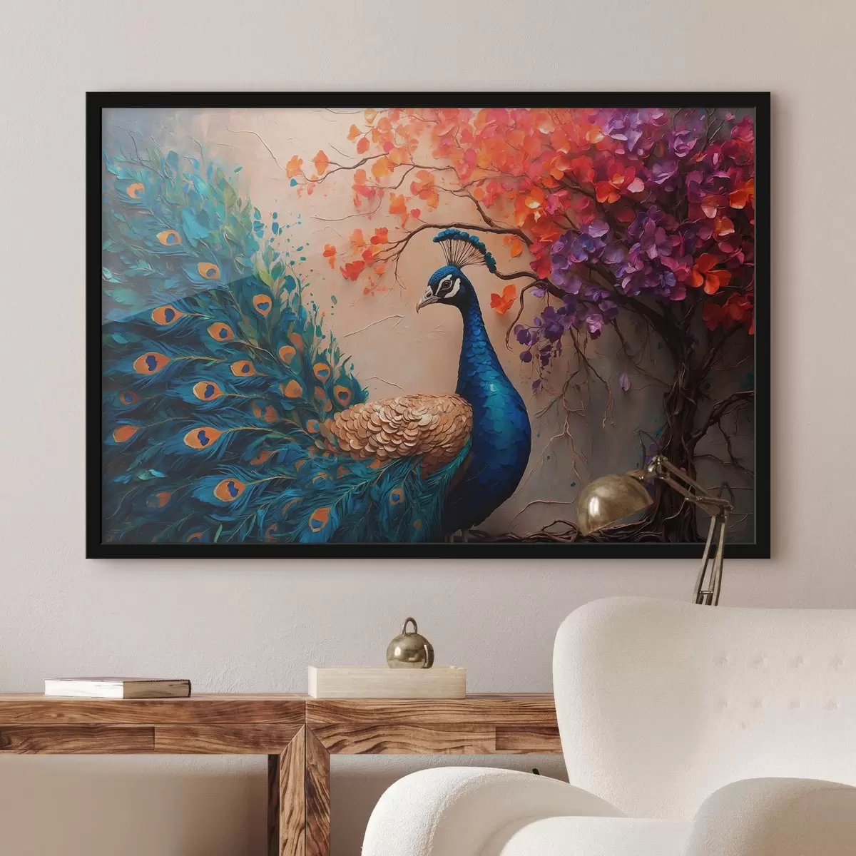 Poster Pfau und Baum f41583