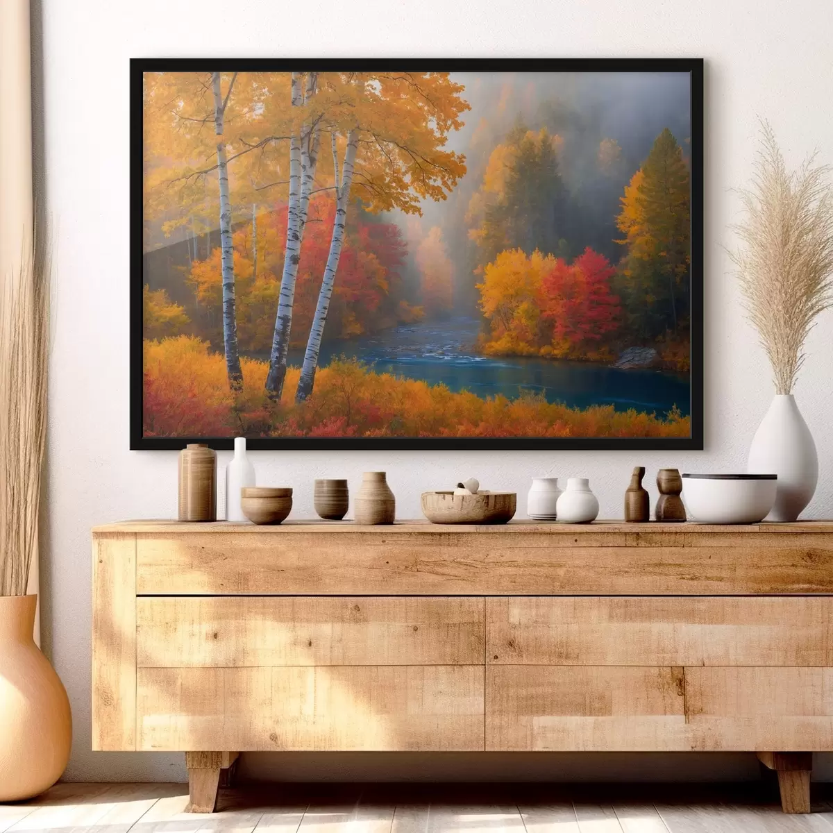 Poster Fluss im Herbstwald f41592