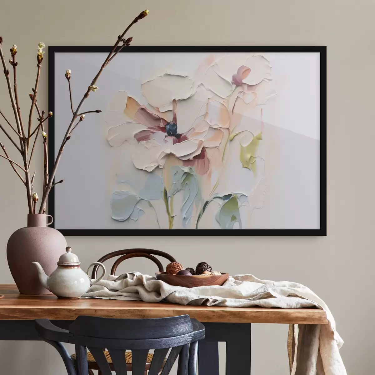 Poster Abstrakte Blumen Nachahmung malen Striche mit Textur auf dem Hintergrund f41850