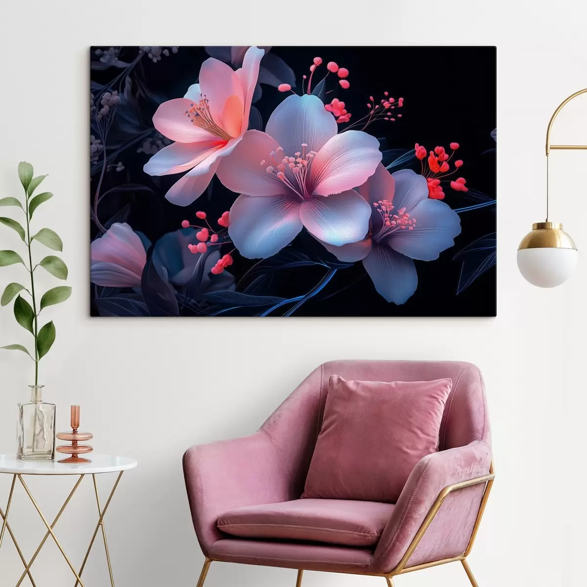 Wandbilder Lilien mit Neonfarbenimitation s41857