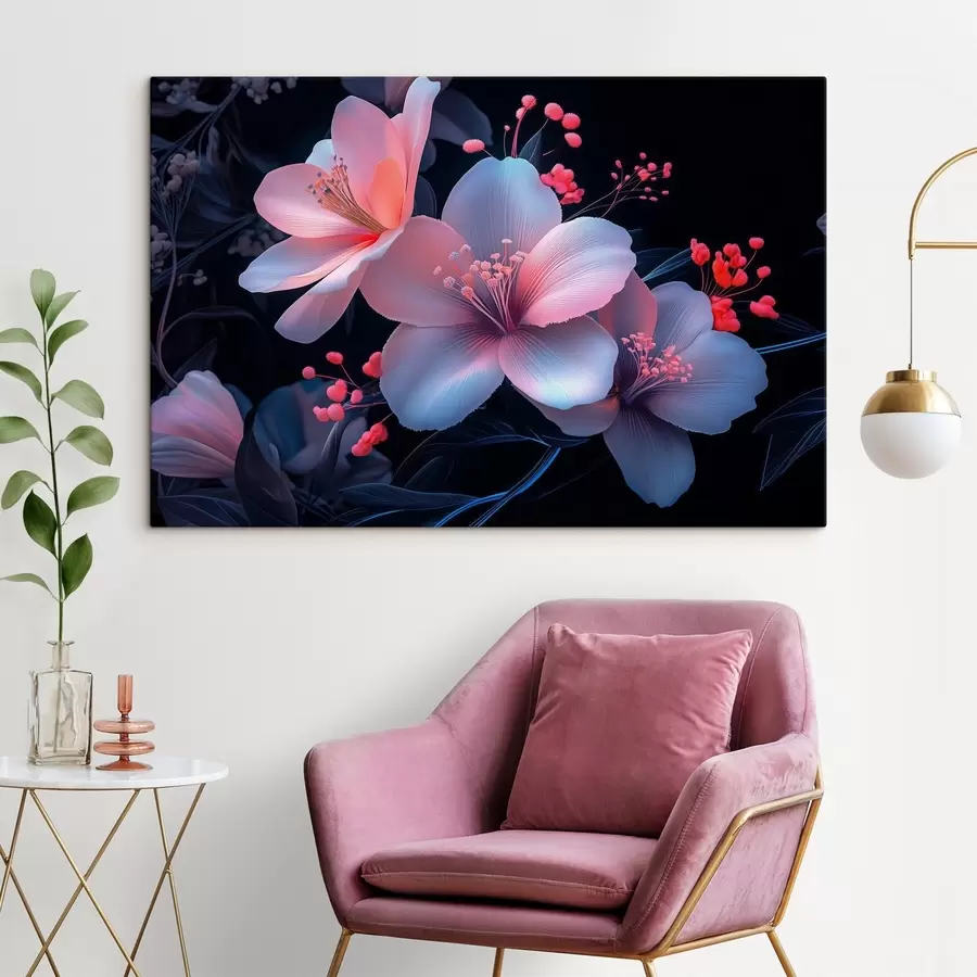 Wandbilder Lilien mit Neonfarbenimitation s41857