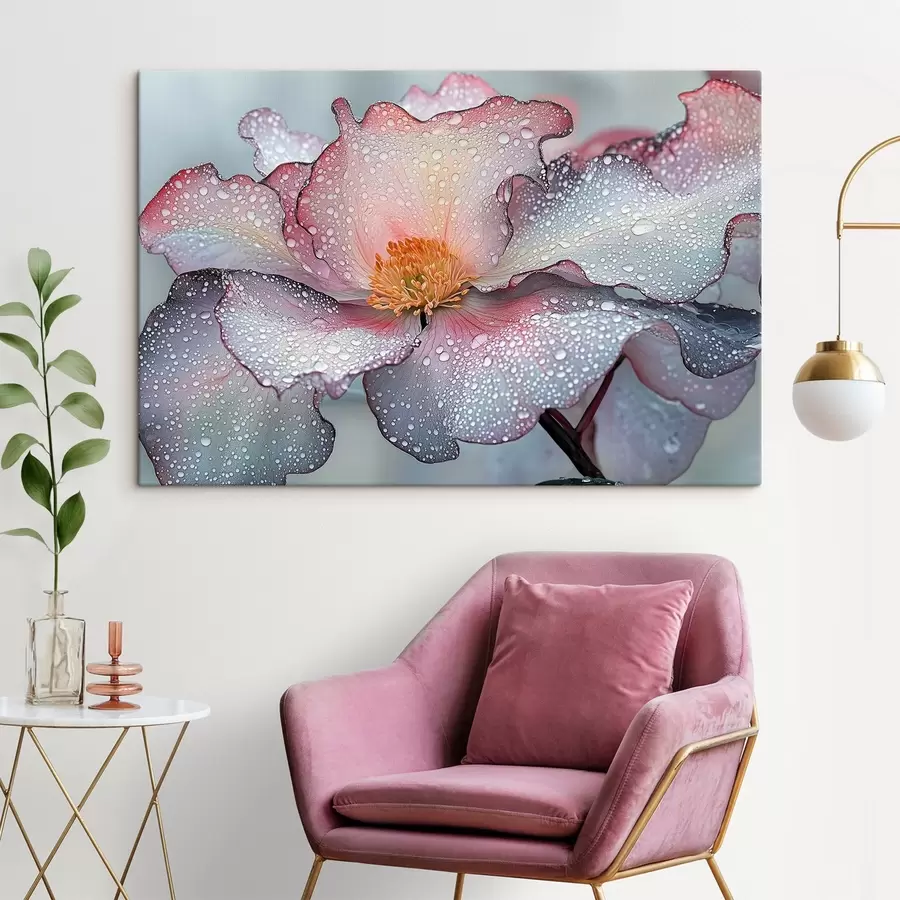 Wandbilder Blume mit Tau auf den Blütenblättern s41872