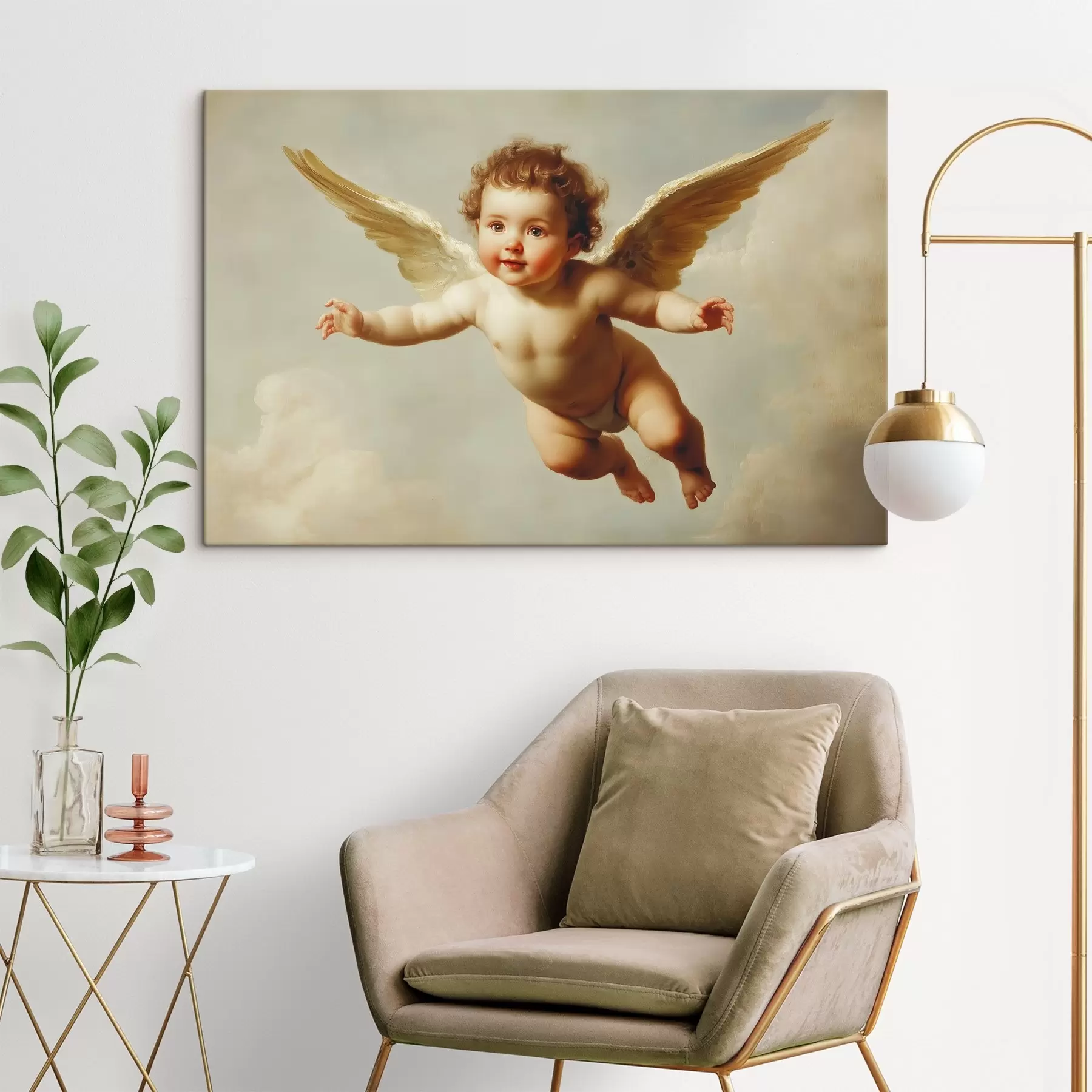 Wandbilder Angelic Baby fliegen in der Luft in der Art der Malerei s41876