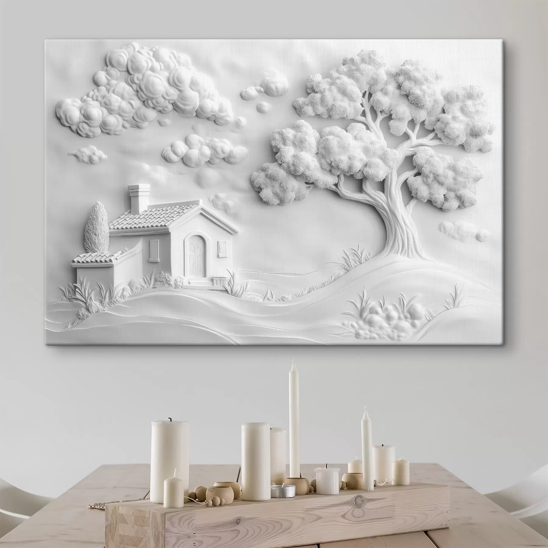 Wandbilder 3D-Imitation des Stucks eines Hauses auf dem Dorf s41878