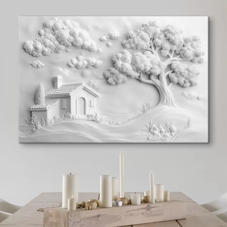 Fototapete 3D-Imitation des Stucks eines Hauses auf dem Dorf s41878