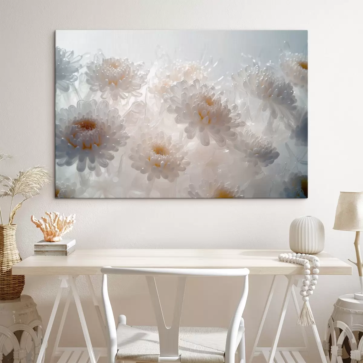 Wandbilder Weiße Chrysanthemen s41879