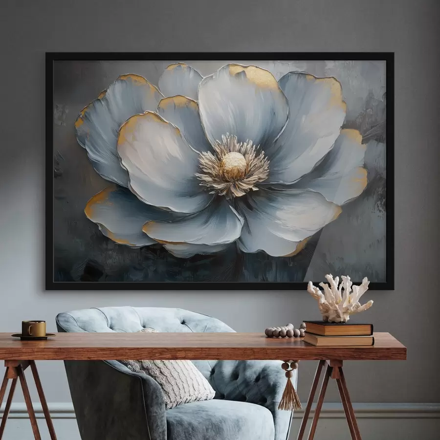 Fototapete Eine blaue Blume im Stil von Ölpinselstrichen f41825