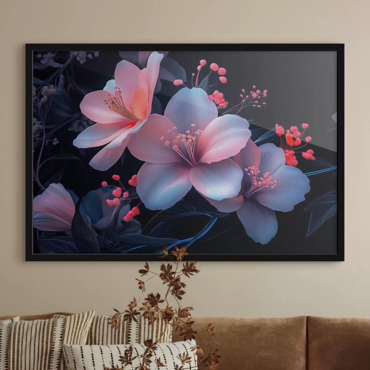 Poster Lilien mit Neonfarbenimitation f41857