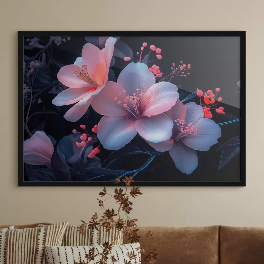 Fototapete Lilien mit Neonfarbenimitation f41857