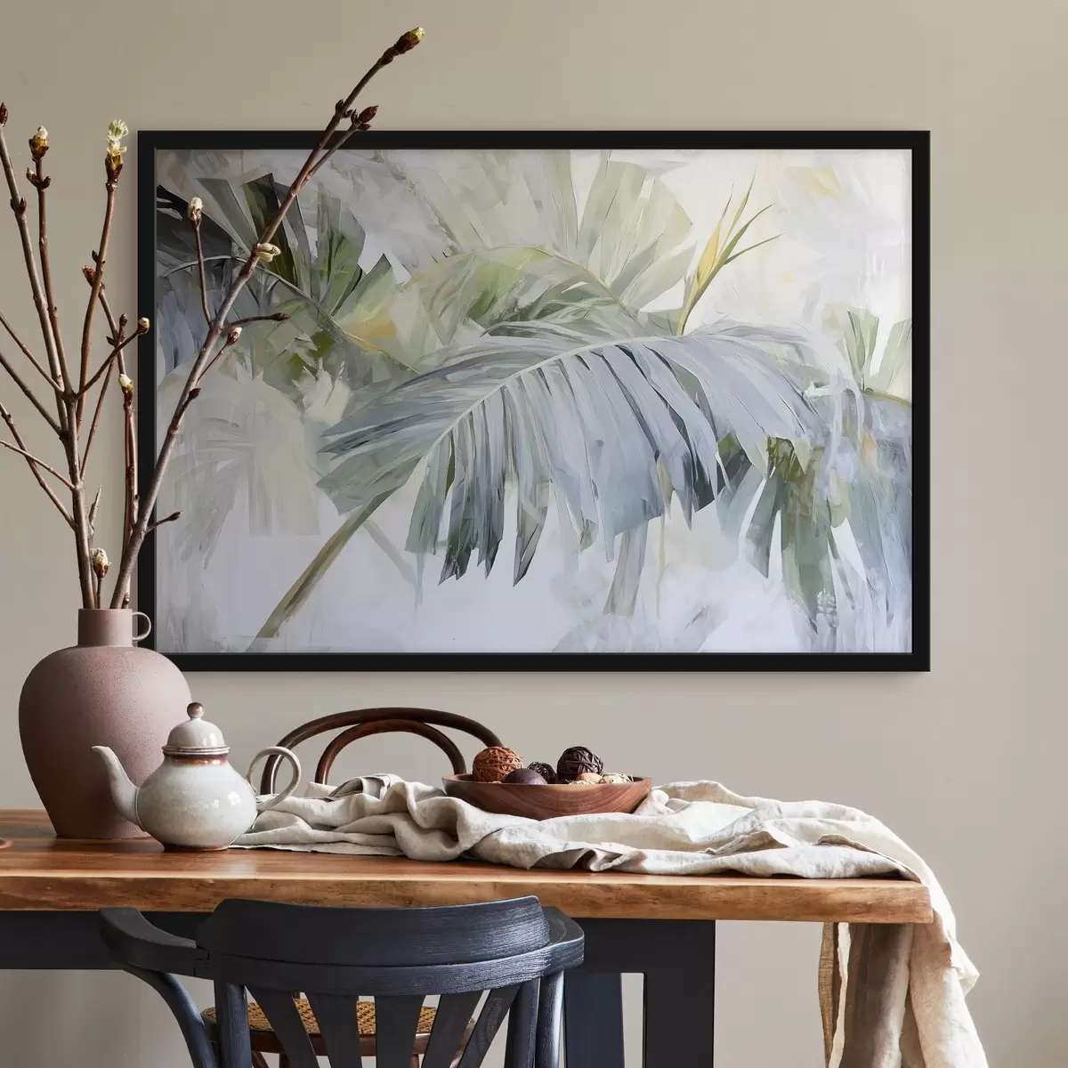 Poster Große tropische Blätter in der Art der Malerei f41866