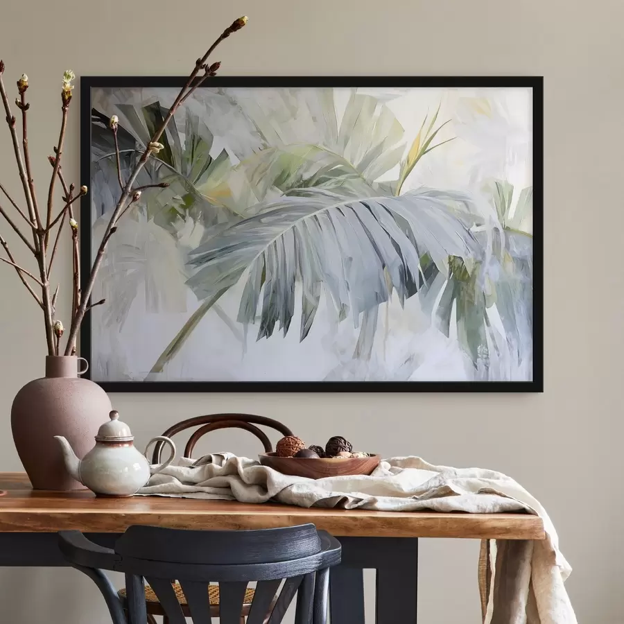 Fototapete Große tropische Blätter in der Art der Malerei f41866