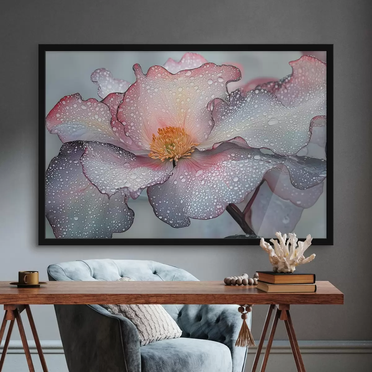 Poster Blume mit Tau auf den Blütenblättern f41872