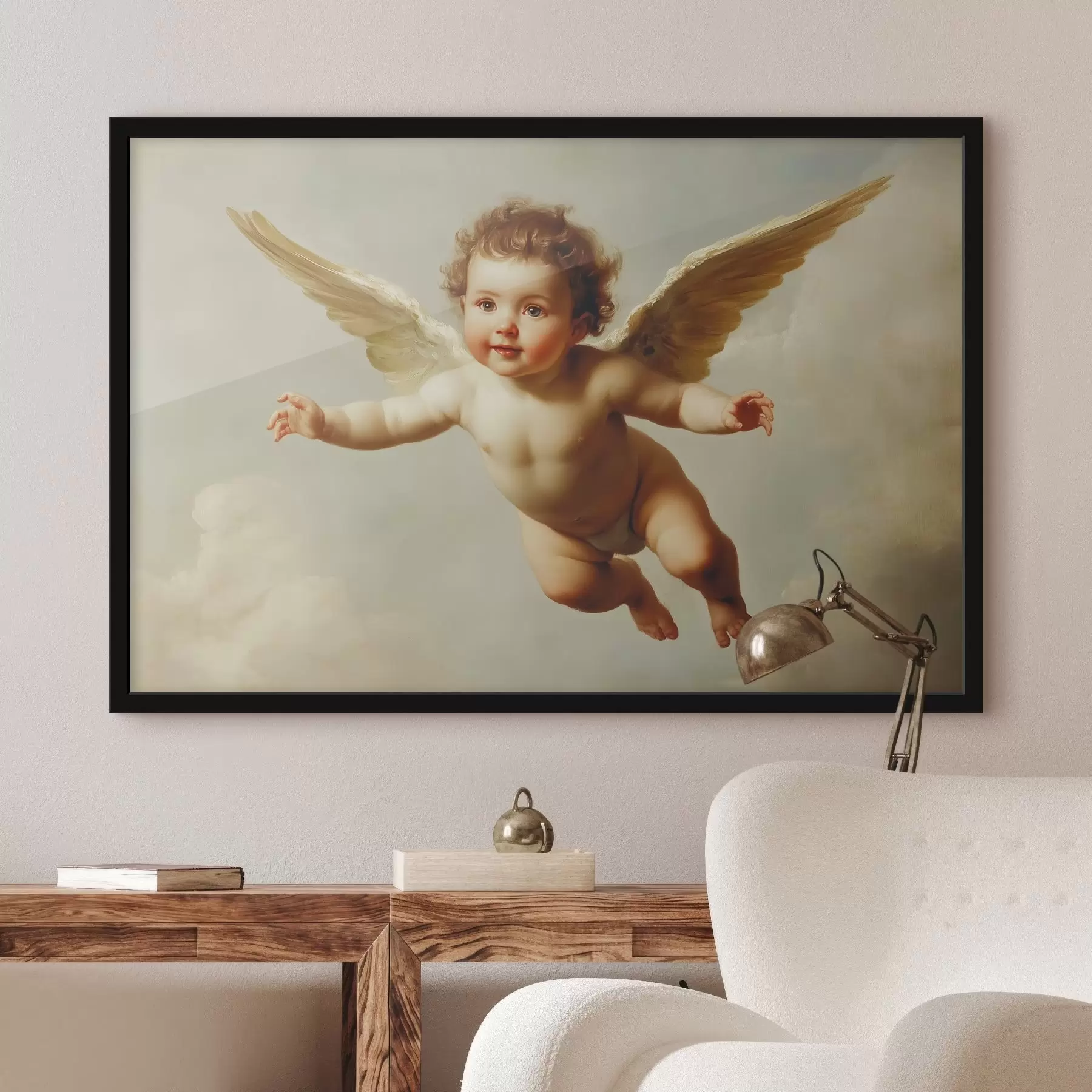 Fototapete Angelic Baby fliegen in der Luft in der Art der Malerei f41876