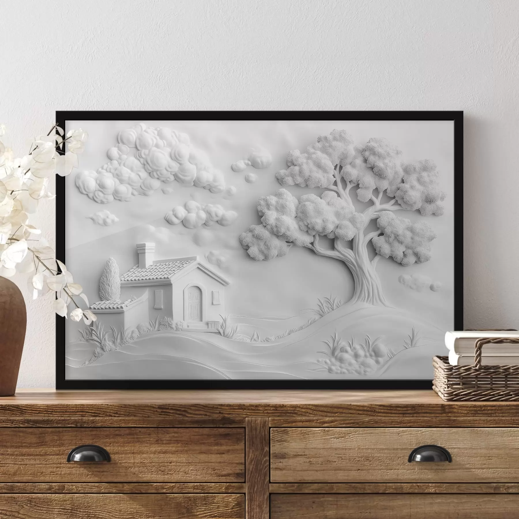 Fototapete 3D-Imitation des Stucks eines Hauses auf dem Dorf f41878