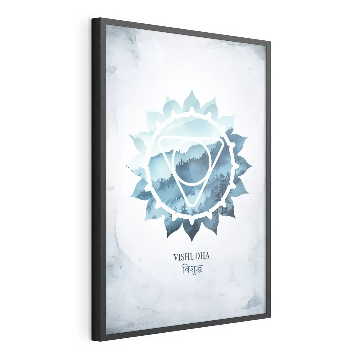 Poster Vishuddha-Chakra, blaues Chakra, Esoterik, Meditation, Buddhismus, Berge im Aquarellstil f41884