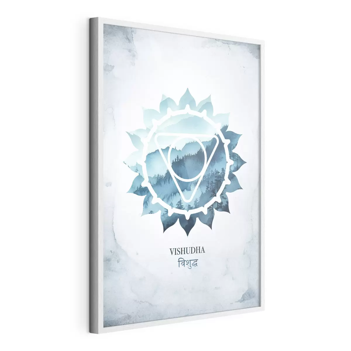 Poster Vishuddha-Chakra, blaues Chakra, Esoterik, Meditation, Buddhismus, Berge im Aquarellstil f41884