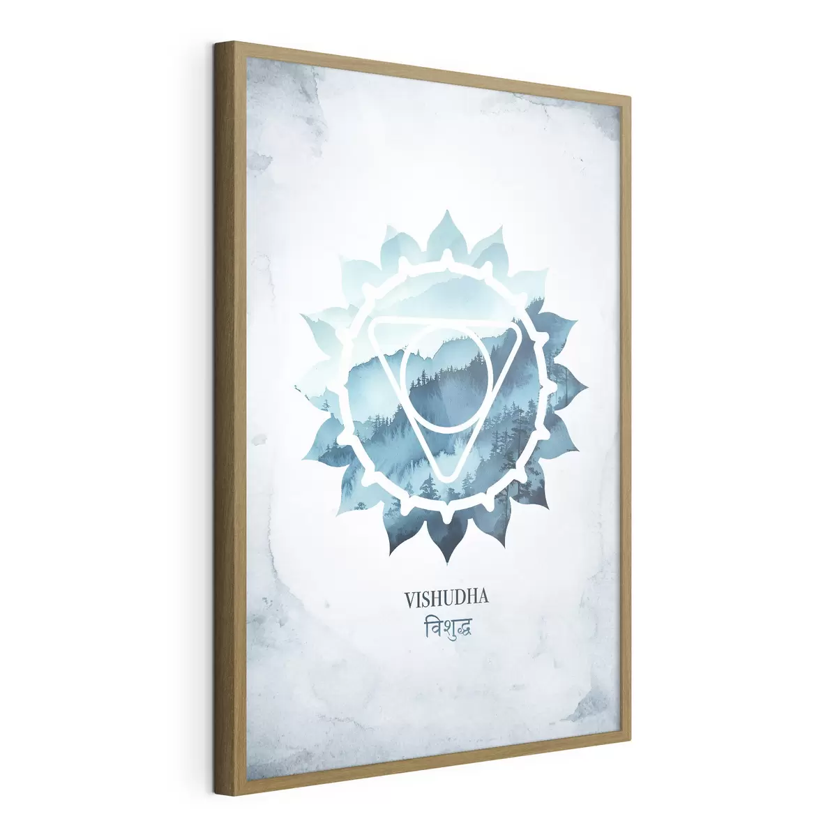 Poster Vishuddha-Chakra, blaues Chakra, Esoterik, Meditation, Buddhismus, Berge im Aquarellstil f41884