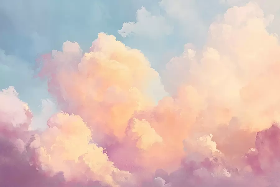 Fototapete Sanfter Himmel mit blau-rosa Tönen w08455