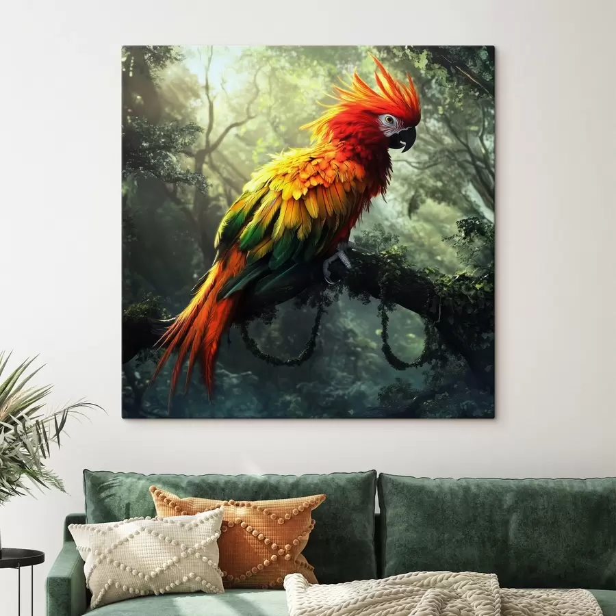 Wandbilder Ein bunter Papagei im Dschungel s41967