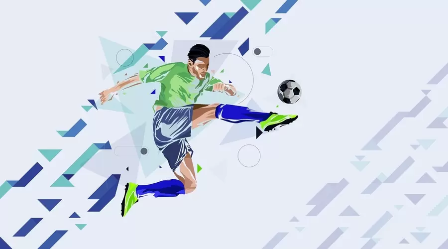 Fototapete der Fußballspieler, der den Ball schießt w02401